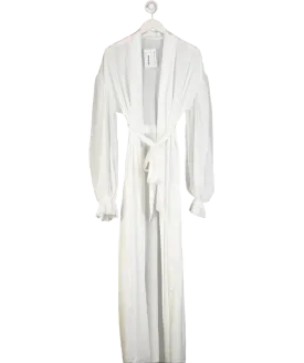 Six Stories White Chiffon Sleeve Satin Maxi Robe UK S