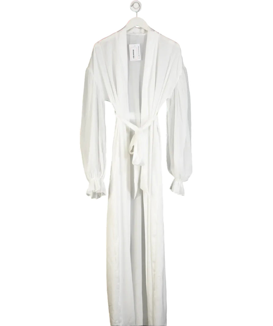 Six Stories White Chiffon Sleeve Satin Maxi Robe UK S