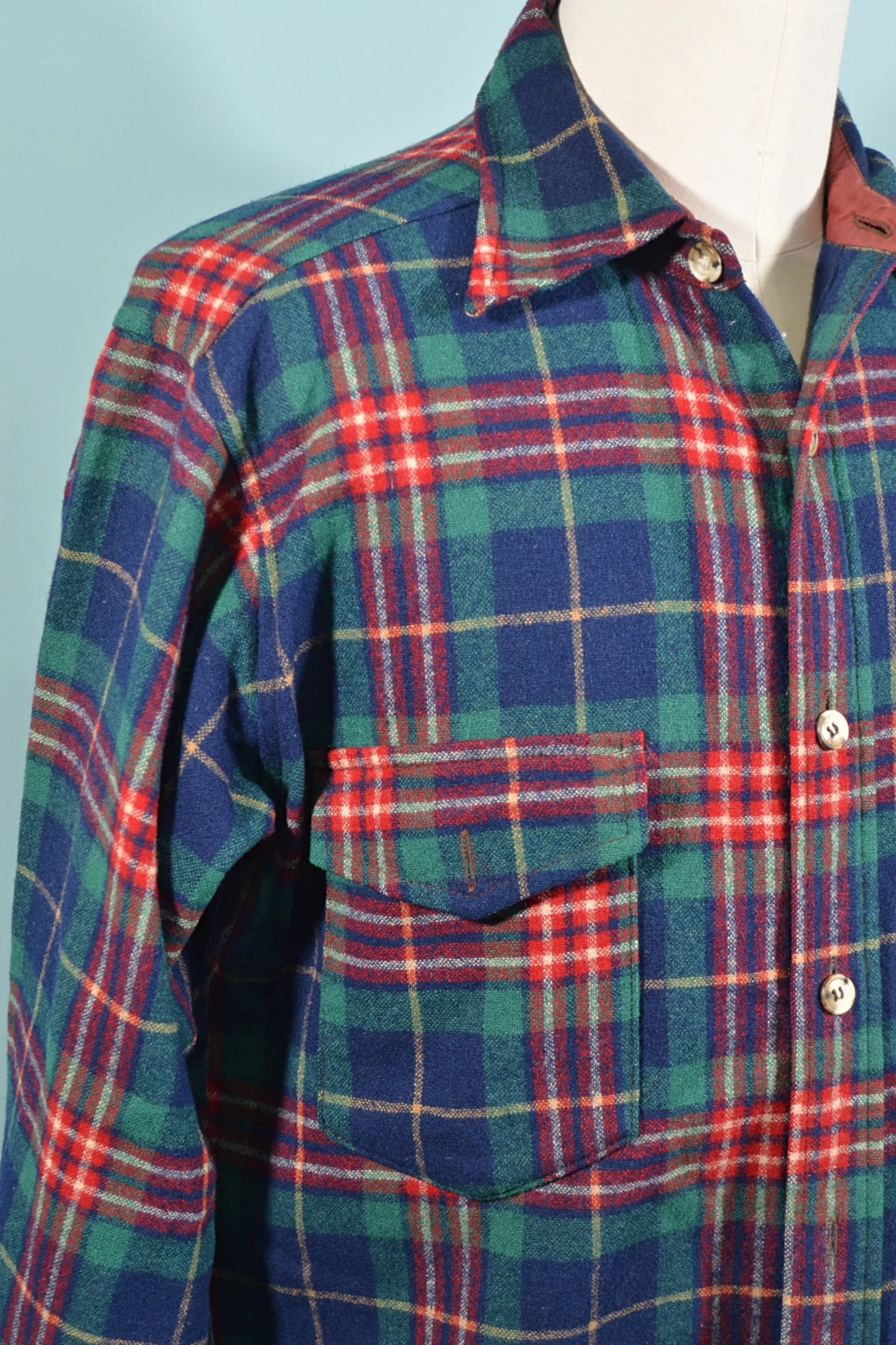 SOLD Pendleton Blue/Green Wool Tartan Plaid Shirt M