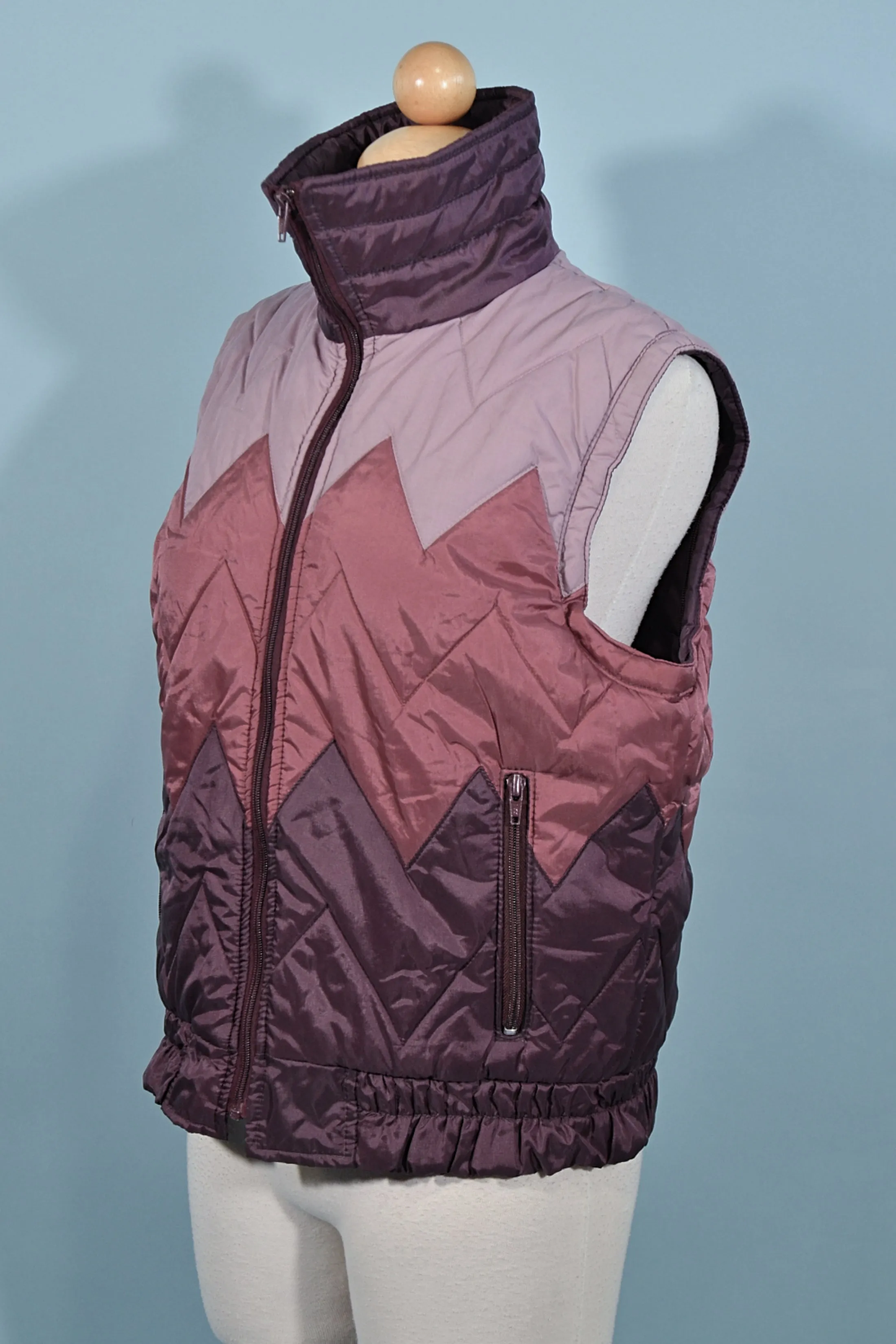 SOLD Vintage Puffer Vest, Chevron Pattern M