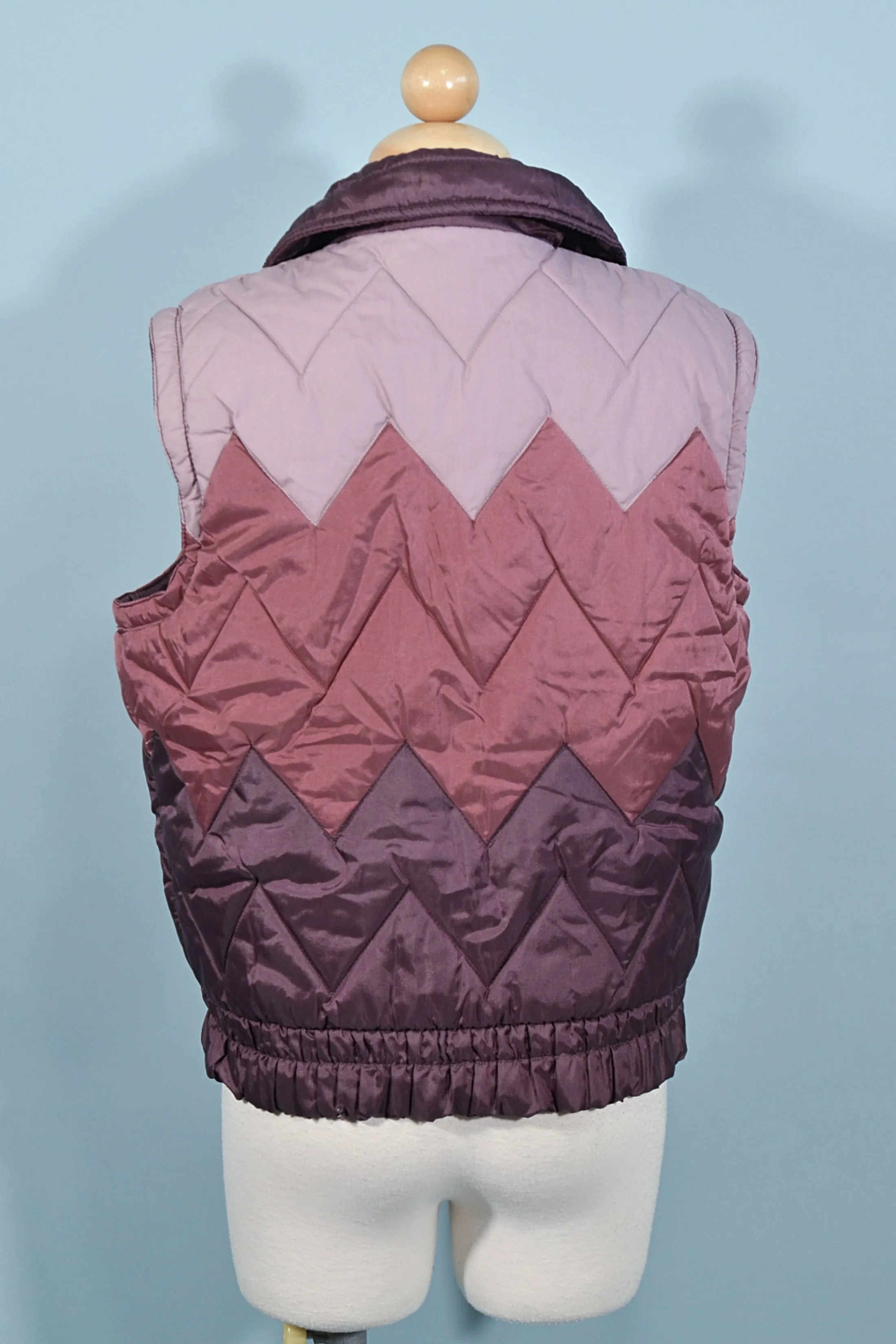 SOLD Vintage Puffer Vest, Chevron Pattern M