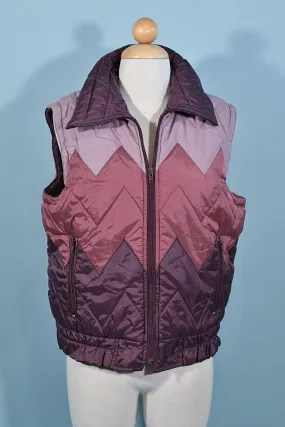 SOLD Vintage Puffer Vest, Chevron Pattern M