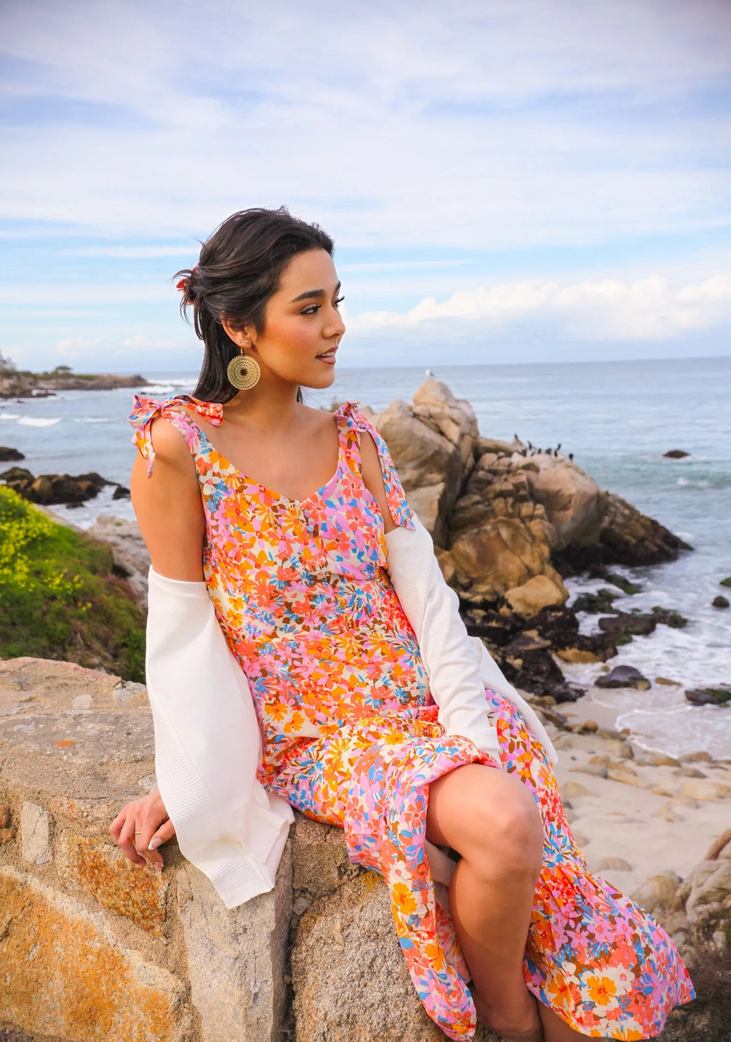 Spring Dream Floral Maxi Dress - Coral/Multi