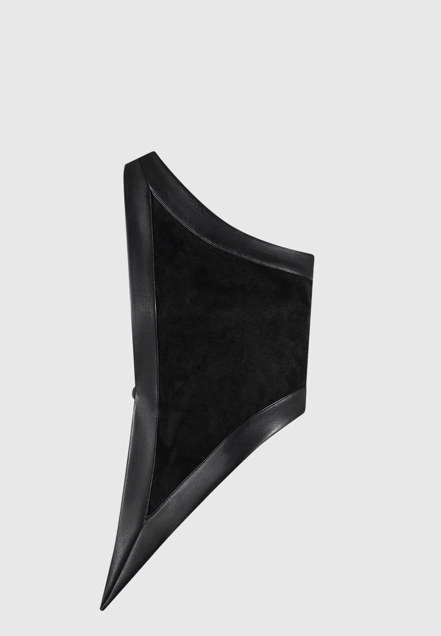 Suede & Leather Asymmetric Backless Top - Black