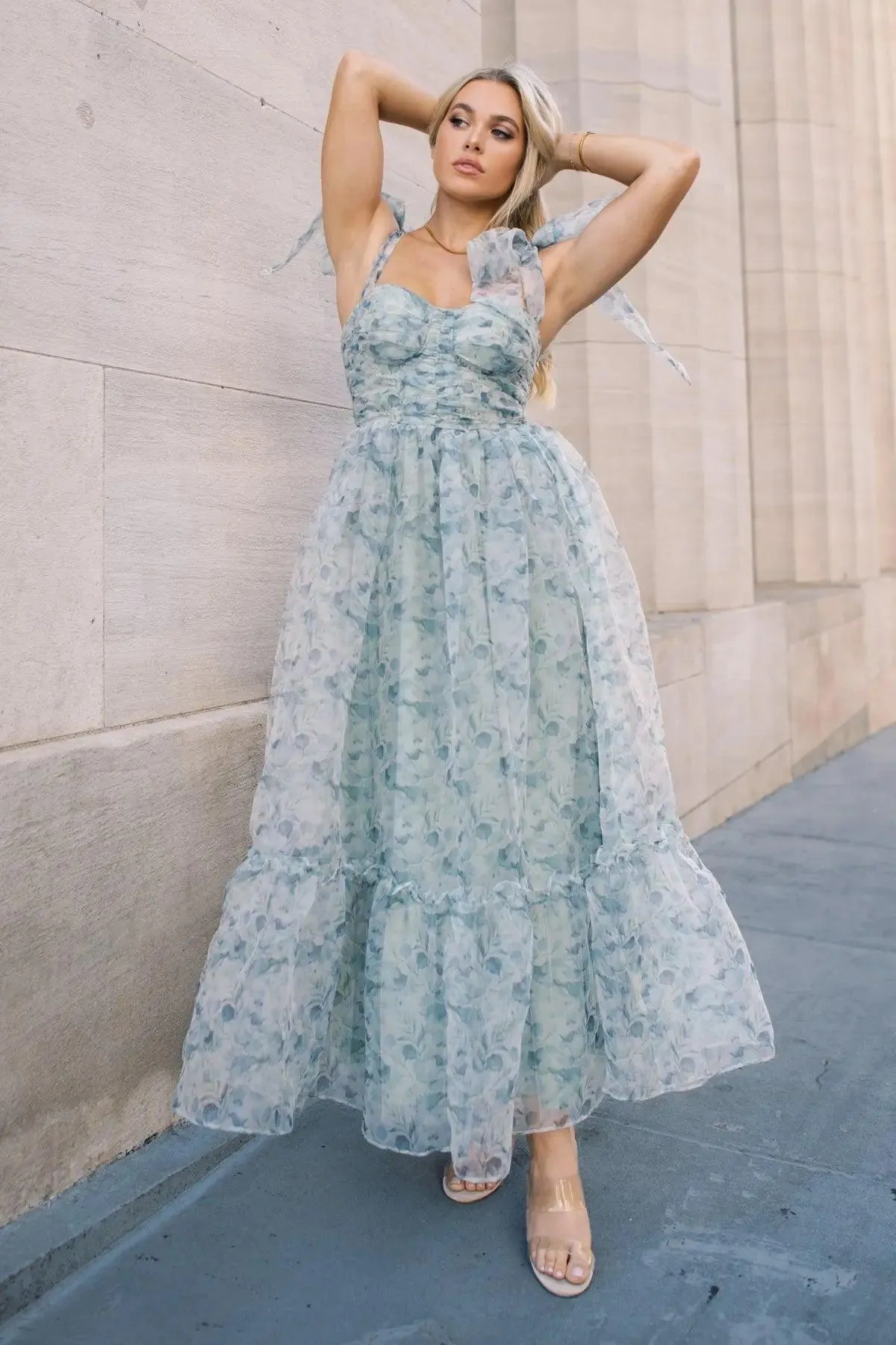 Sweet Serenade Corset Dress - Green Floral