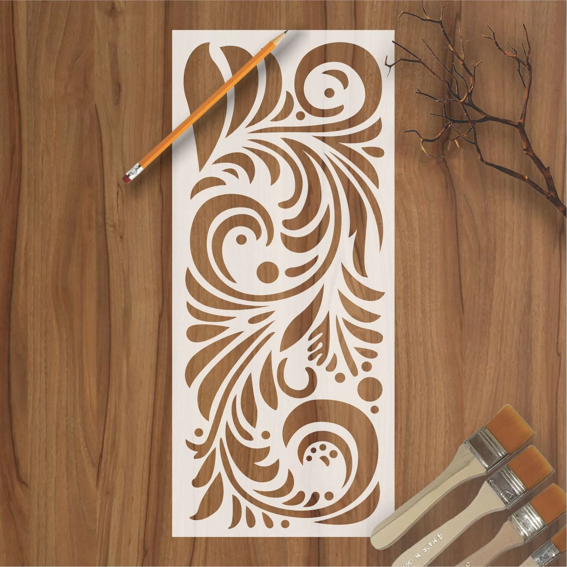 Swill Bonzaa Pattern Reusable Stencil For Canvas And Wall Painting.ID#224