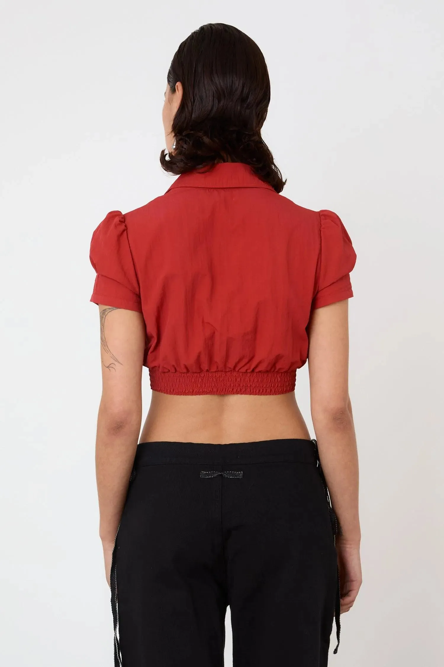 The Deba Cropped Shirt, Tomato