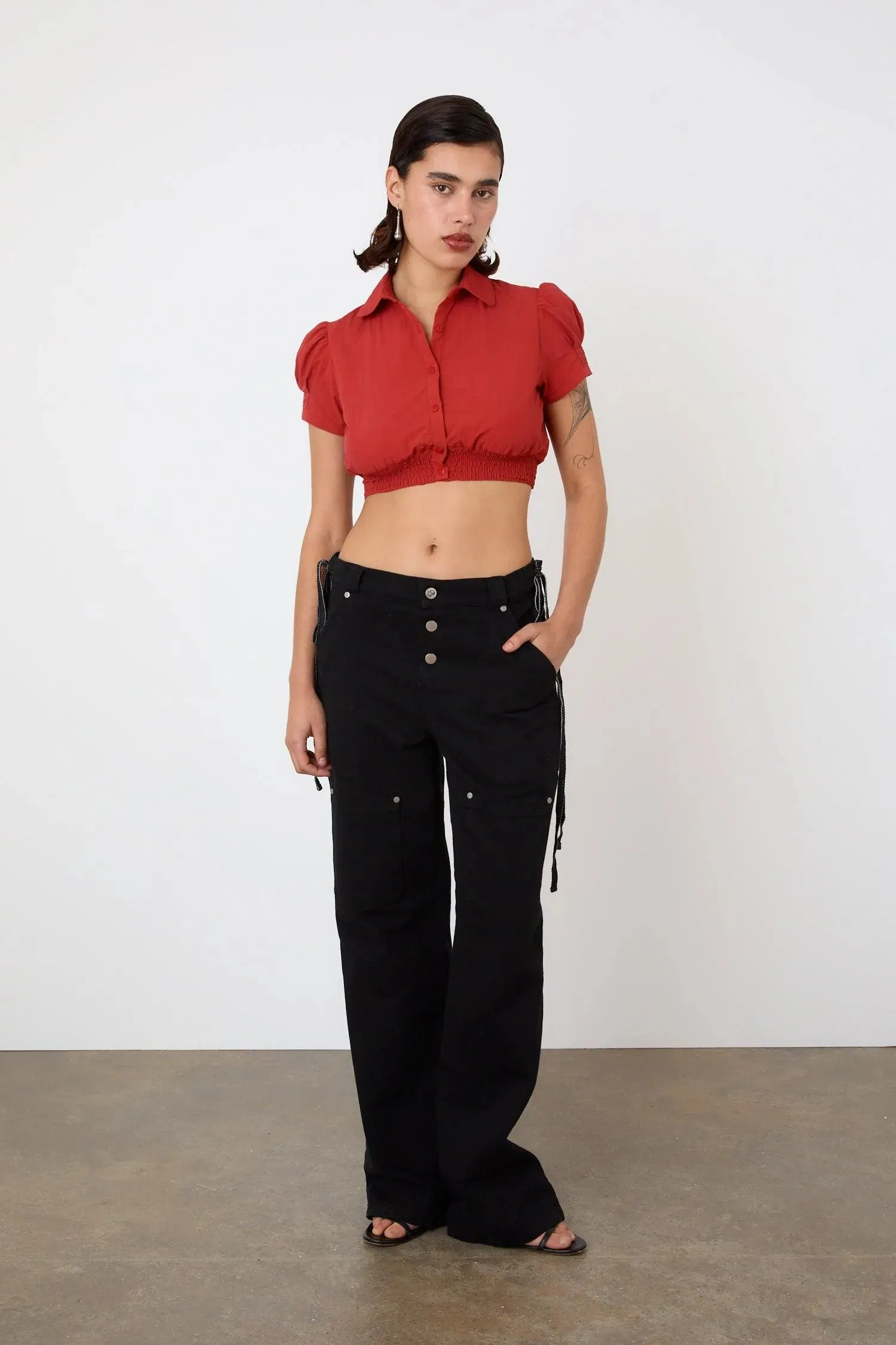 The Deba Cropped Shirt, Tomato
