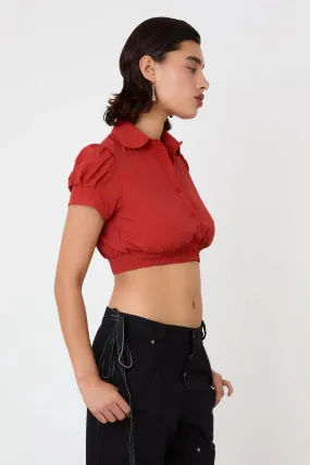The Deba Cropped Shirt, Tomato