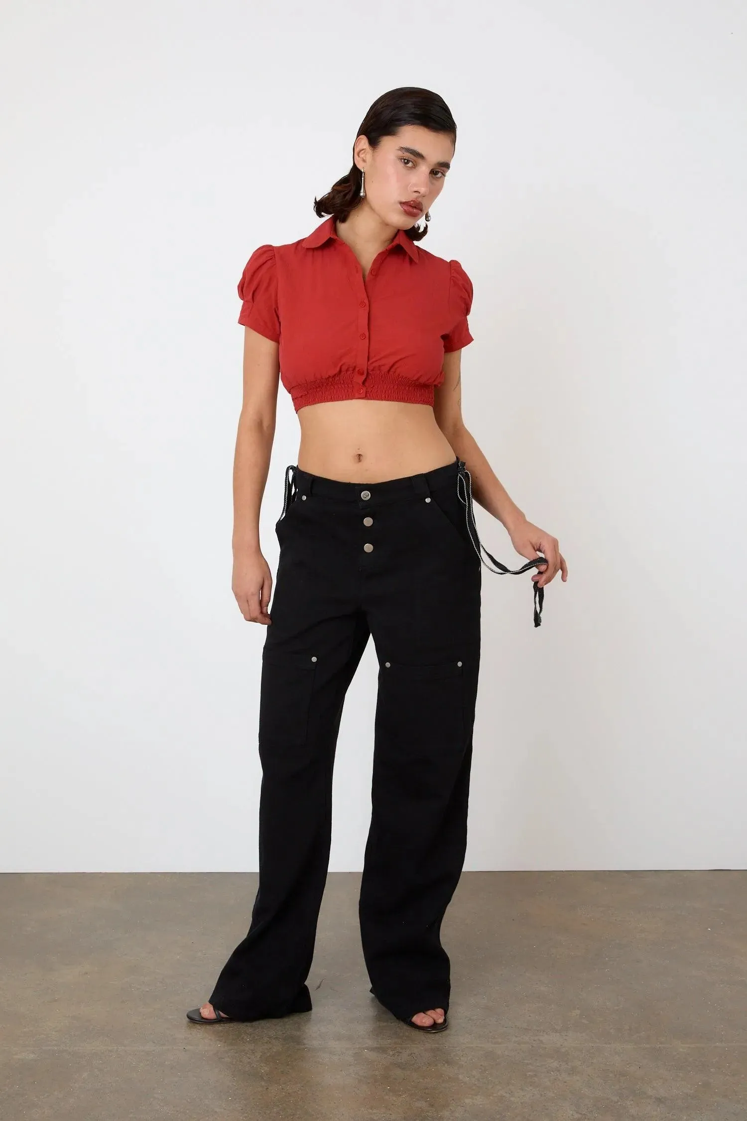The Deba Cropped Shirt, Tomato