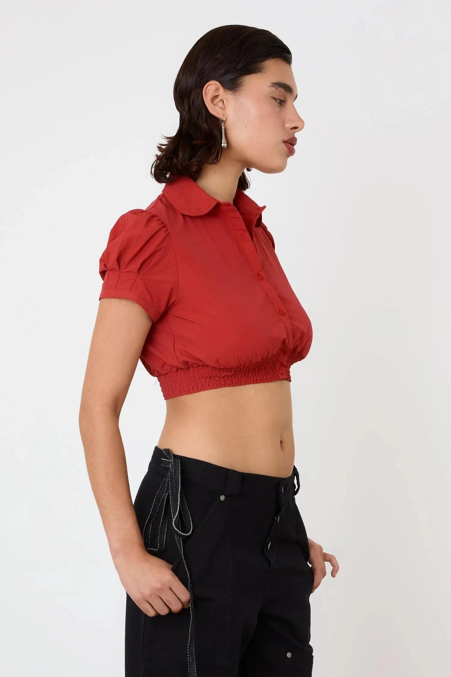 The Deba Cropped Shirt, Tomato