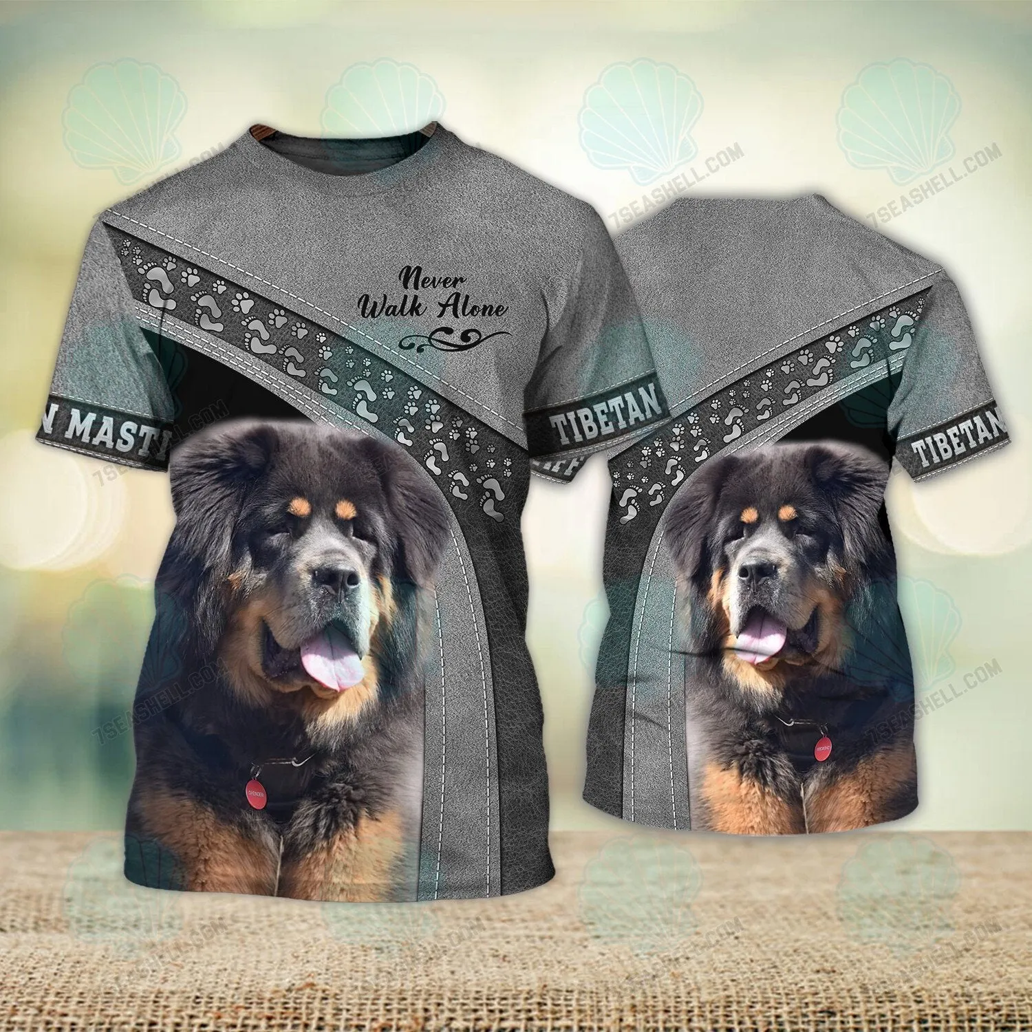 Tibetan Mastiff Never Walk Alone 3D Full Print Shirts, Christmas Dog Memorial Gifts for loss of Dog