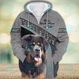 Tibetan Mastiff Never Walk Alone 3D Full Print Shirts, Christmas Dog Memorial Gifts for loss of Dog