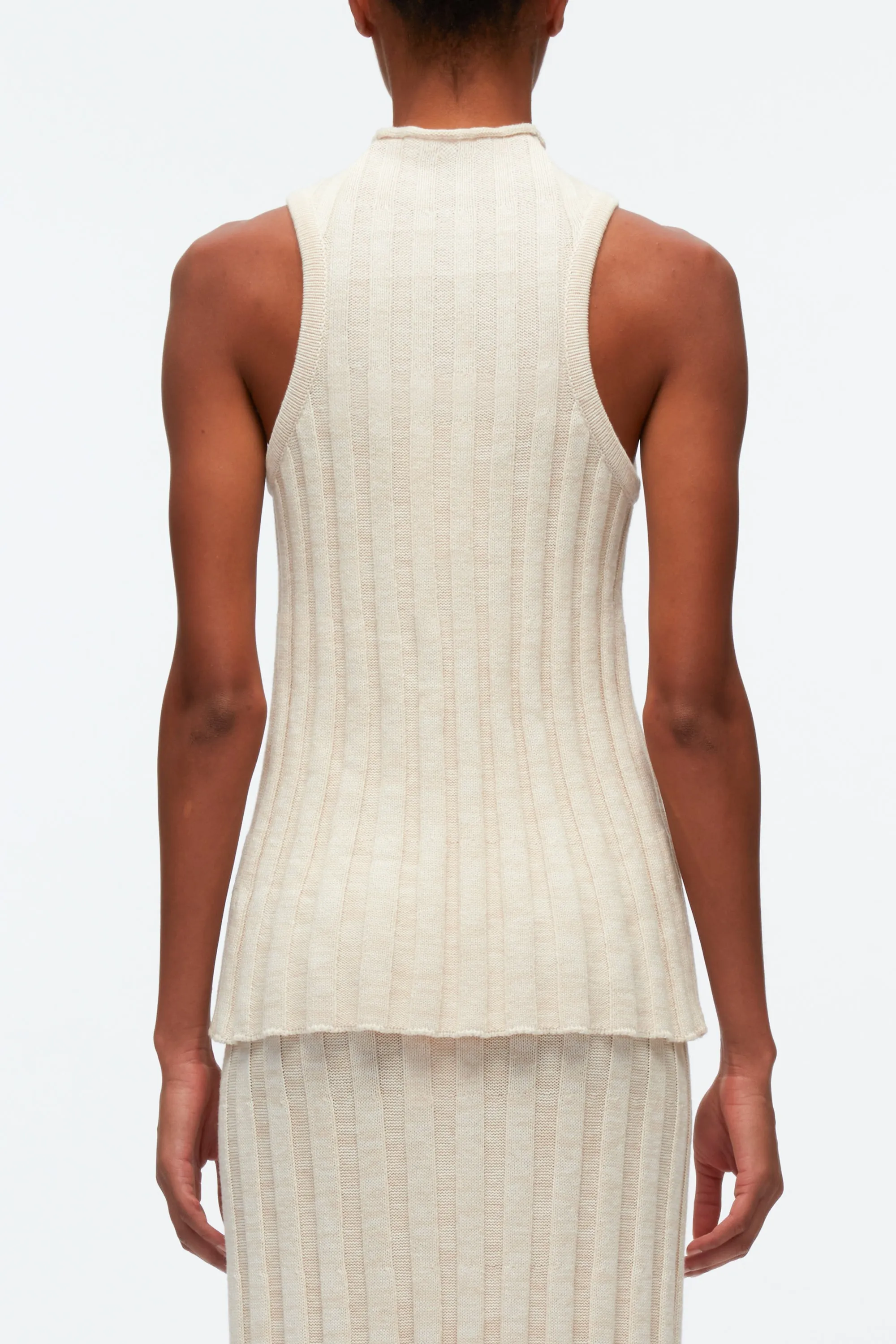 Womens Sleeveless Rib Knit Travel Mockneck Tank Top