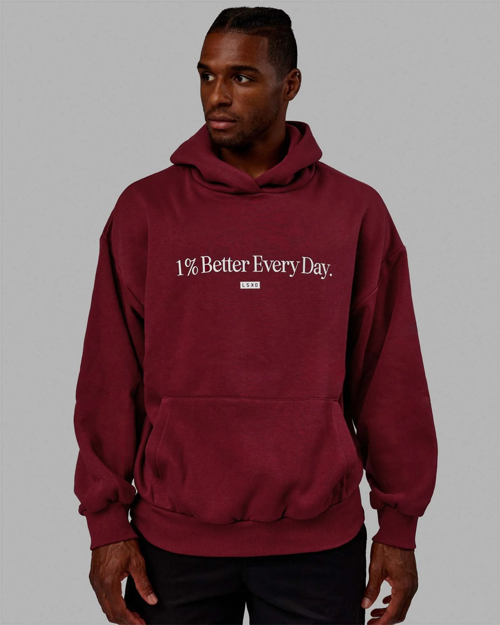 Unisex 1% Better Hoodie Oversize - Cranberry-White