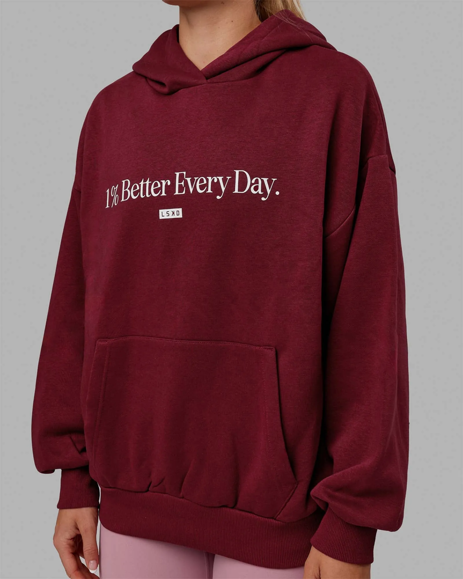 Unisex 1% Better Hoodie Oversize - Cranberry-White