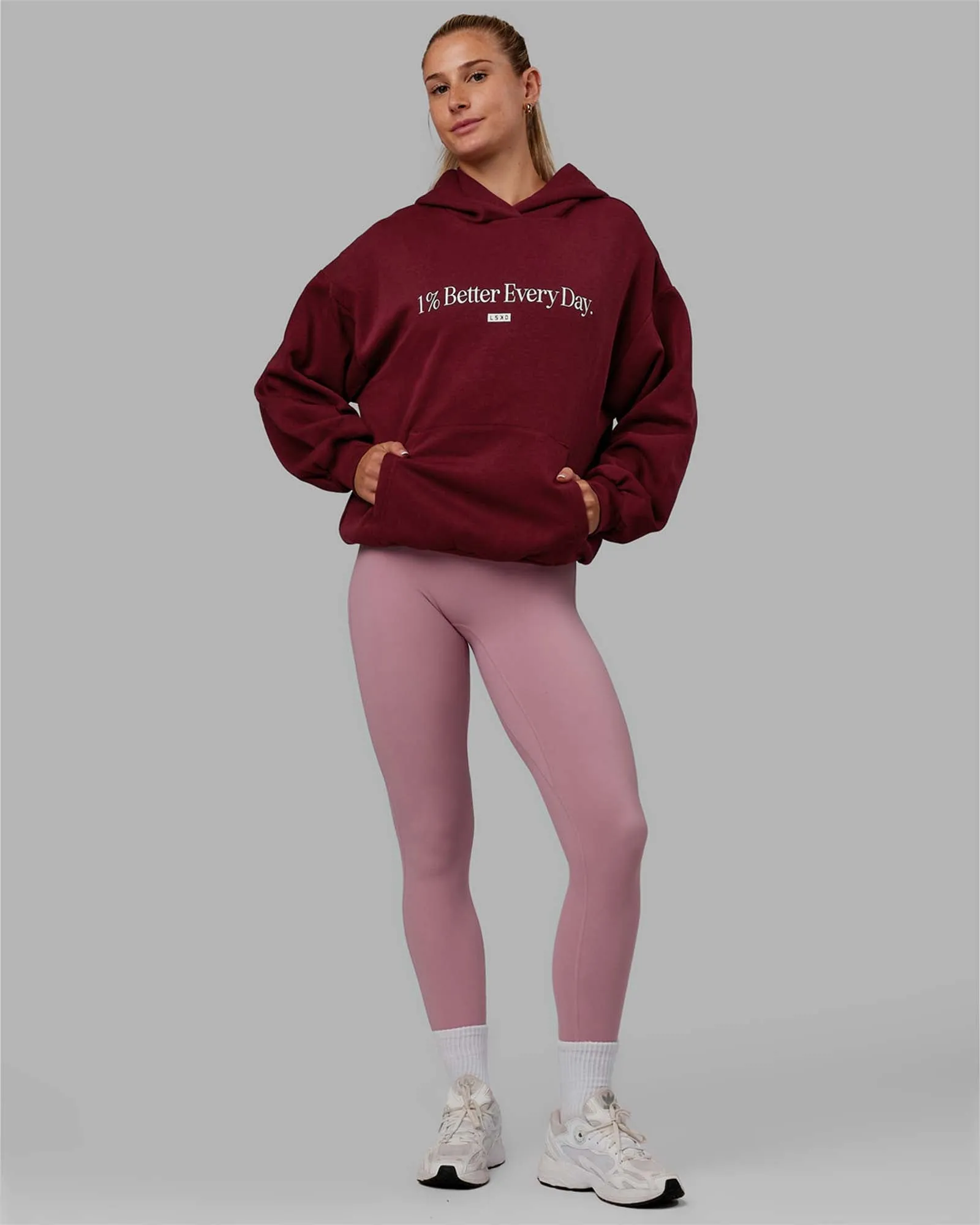 Unisex 1% Better Hoodie Oversize - Cranberry-White