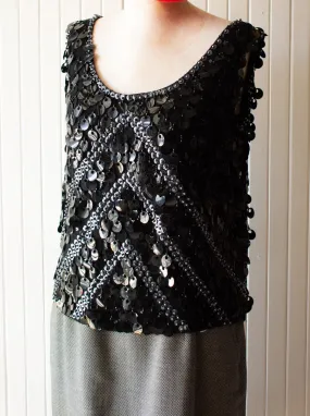 Vintage 1960s Space Age Beaded Wool Top Medium