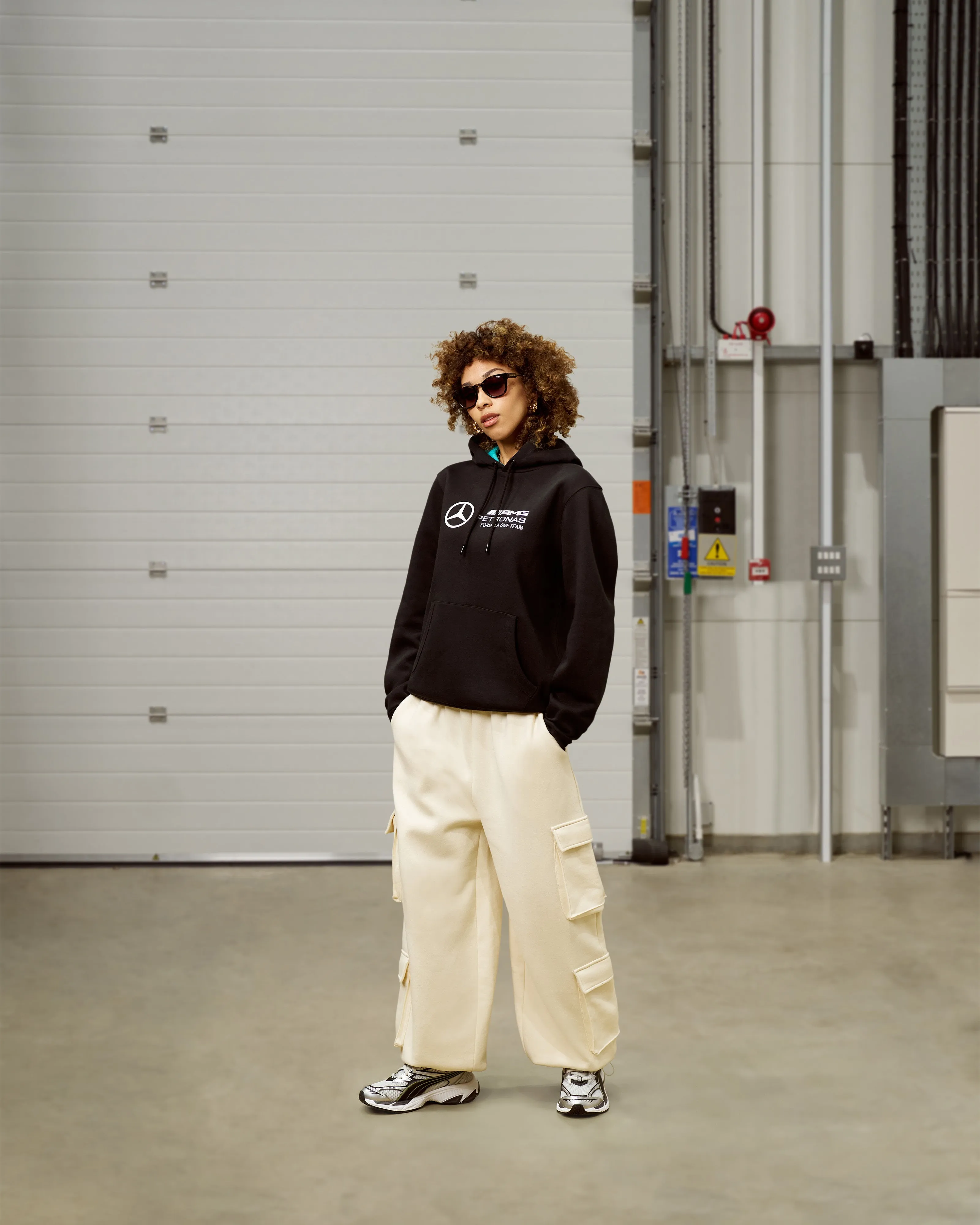 Womens Oversized Logo Hoody Black