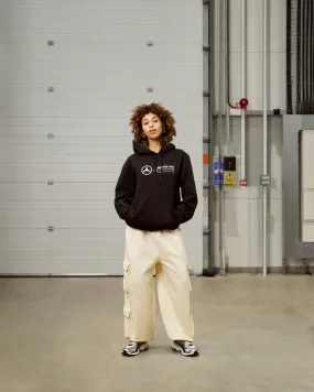 Womens Oversized Logo Hoody Black