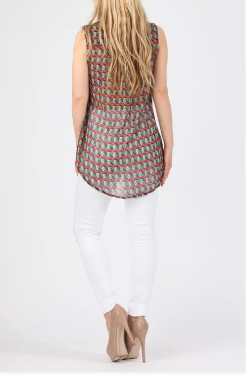 Womens Tribal Print Chiffon Shirt