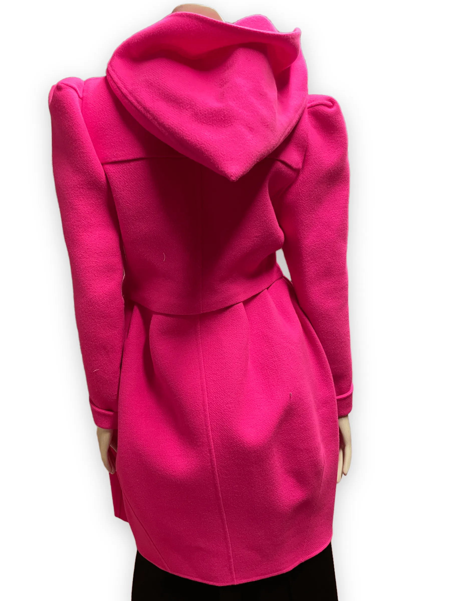 Y2K Fall 2009 Marc Jacobs Hot Pink Hooded Wool Coat Size S
