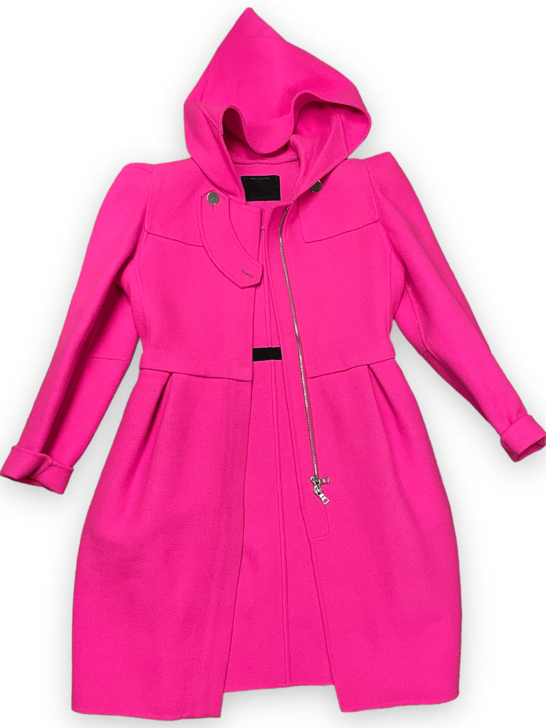 Y2K Fall 2009 Marc Jacobs Hot Pink Hooded Wool Coat Size S
