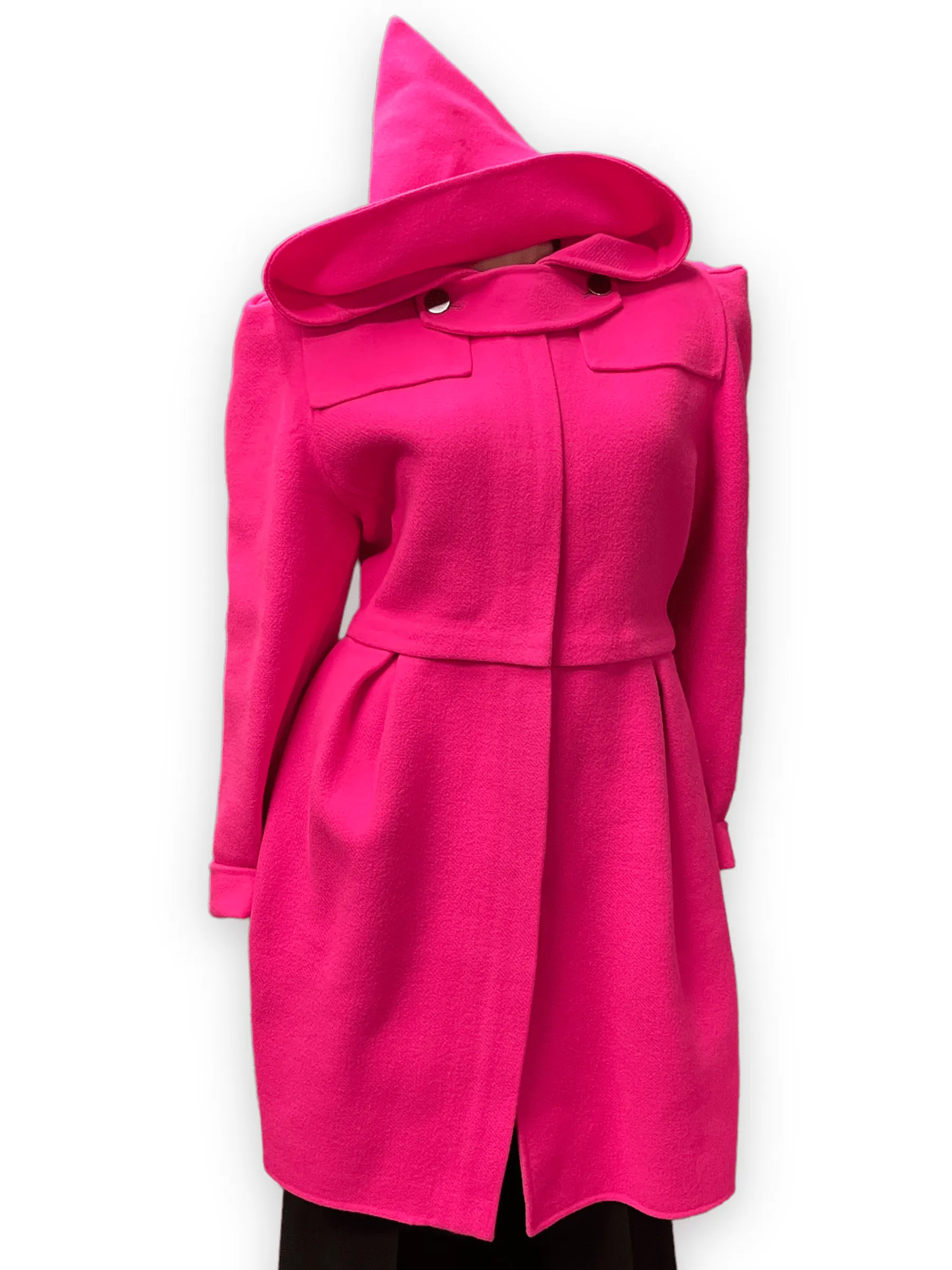 Y2K Fall 2009 Marc Jacobs Hot Pink Hooded Wool Coat Size S